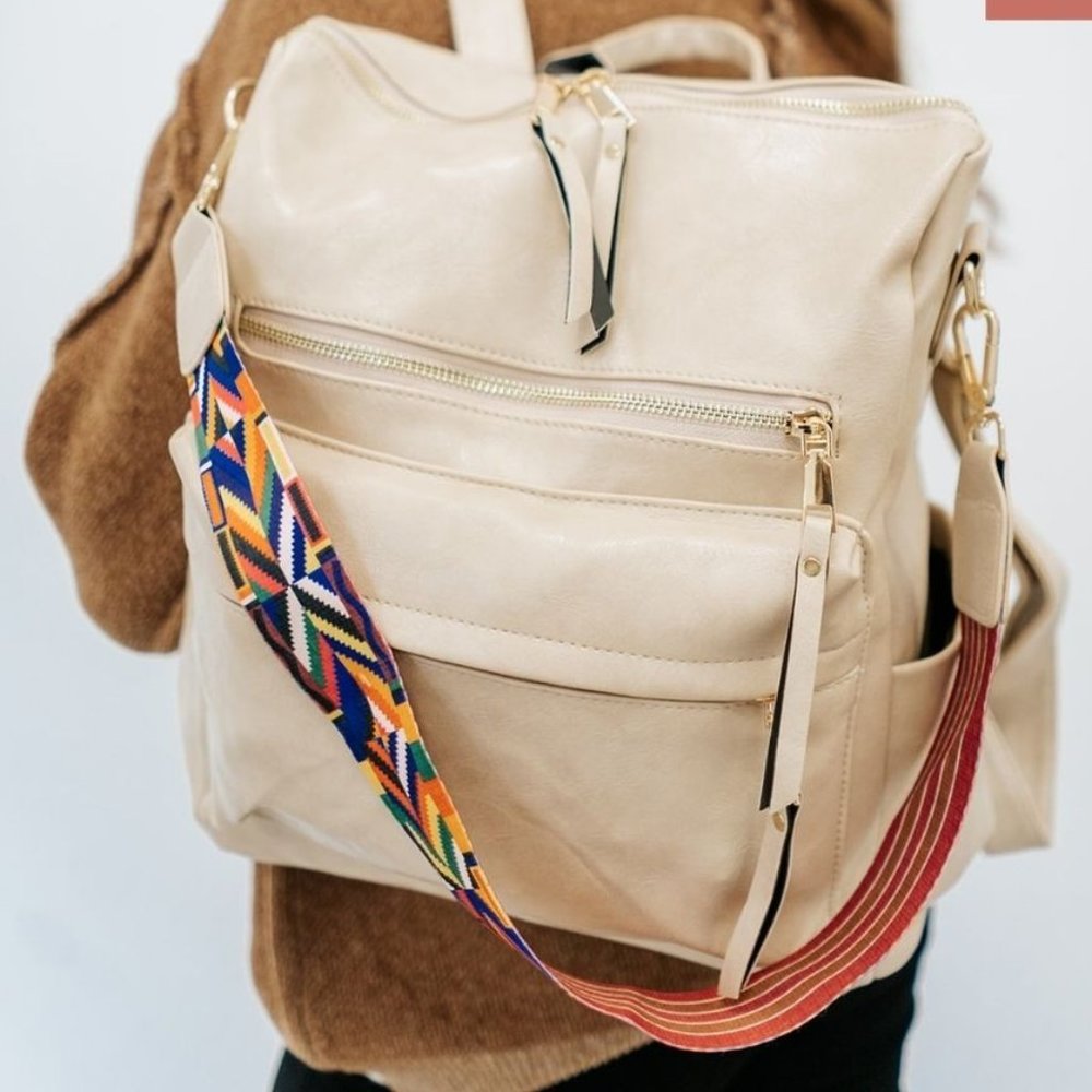 Beige Convertible Guitar Strap Backpack
